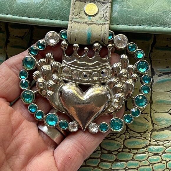 Michelle Monroe RARE Croc Embossed Clutch with Chain Shoulder Strap - Picture 6 of 13